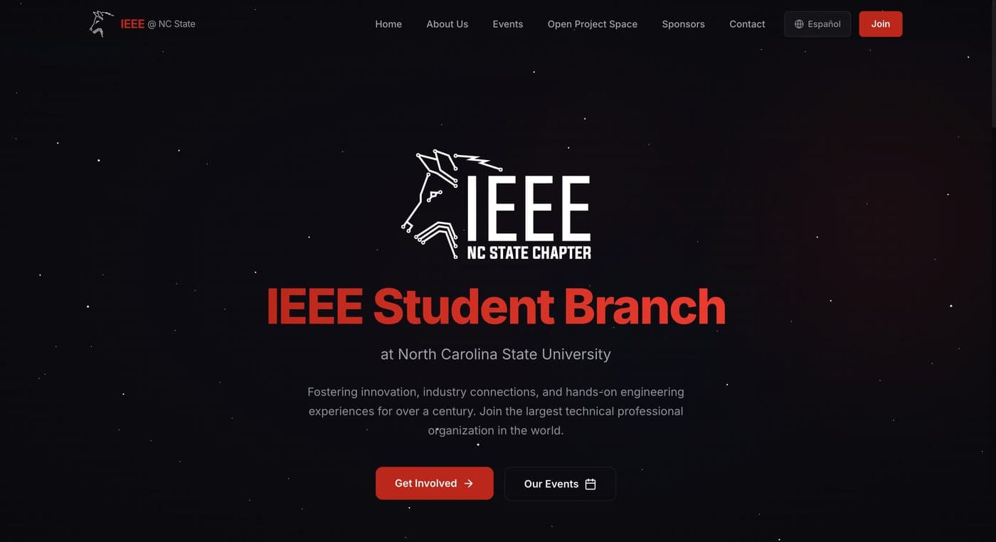 IEEE NC State chapter website homepage