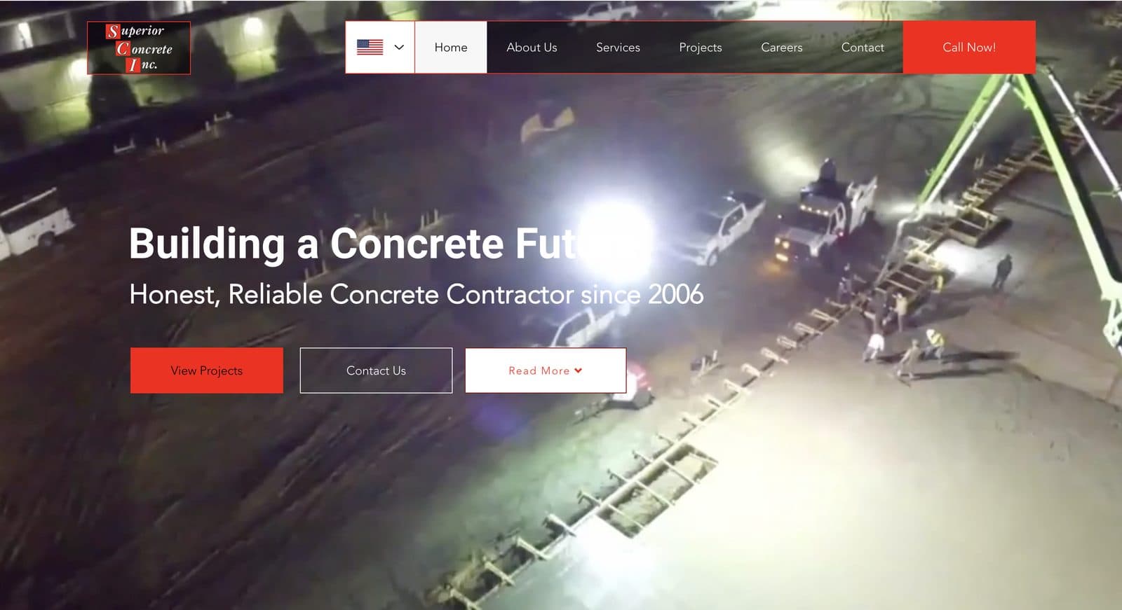 Superior Concrete Inc. homepage screenshot